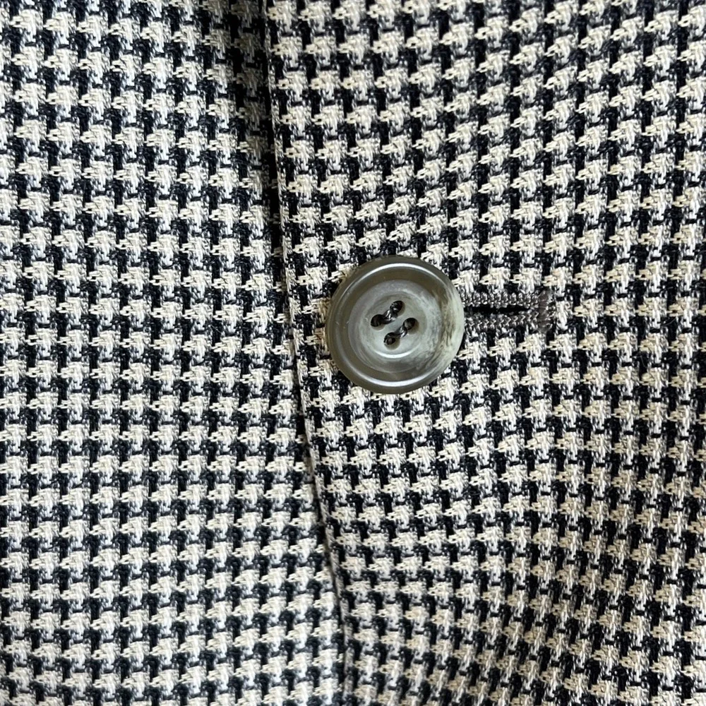 Coppley SILK WOOL Sport Coat 41 TALL Beige Black Houndstooth Blazer Jacket EUC